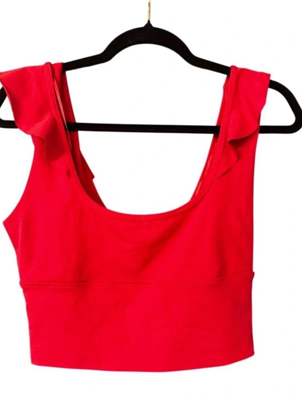 Free People Movement Ruffle Crop Tank Top – Red – Size Medium